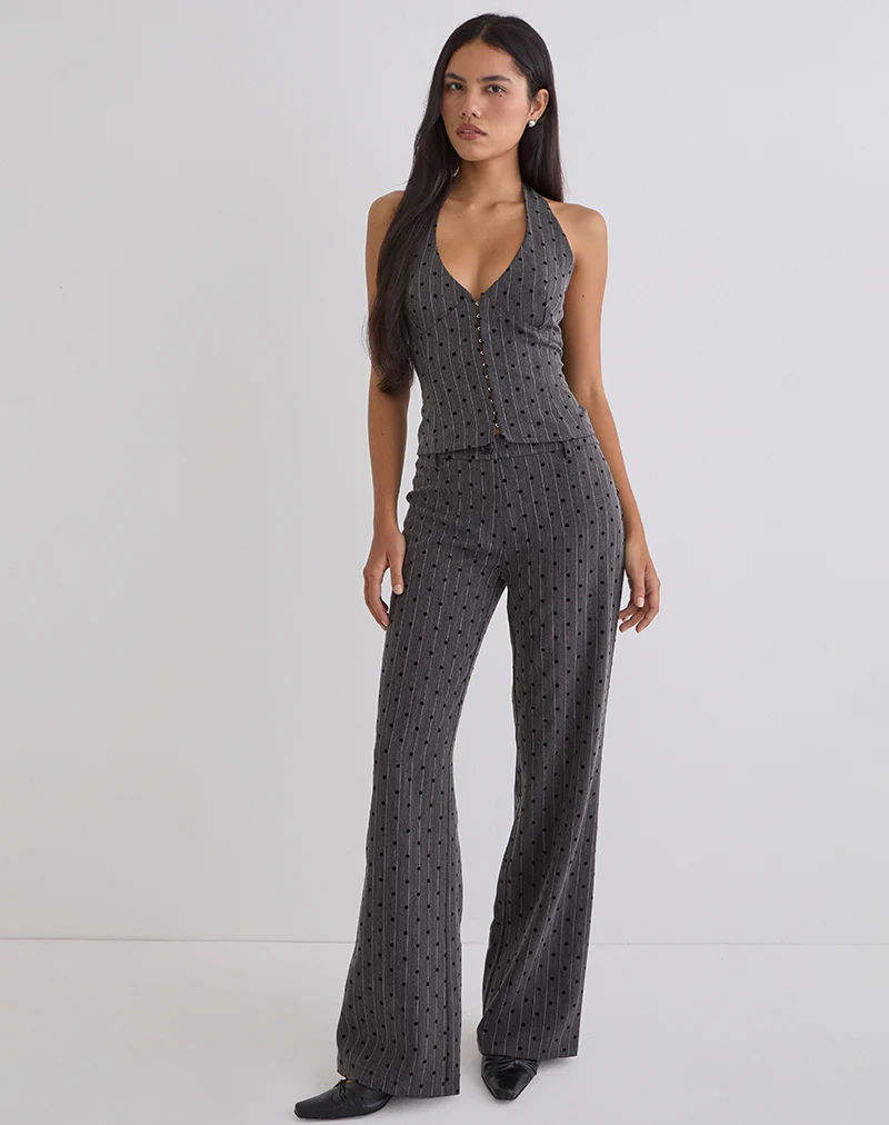 Tatina Trouser in Charcoal with Polka Pinstripe - Image 5
