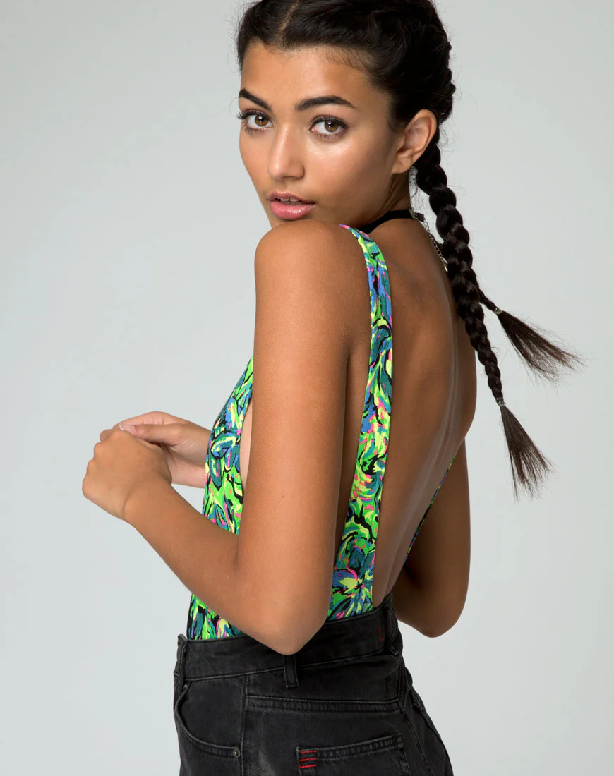 Tatum Bodice in Fluro Flower Citrus - Image 2