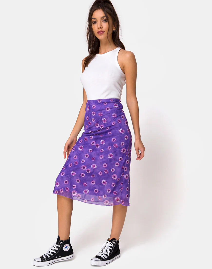 Taura Midi Skirt in Daisy Daze Purple - Image 3