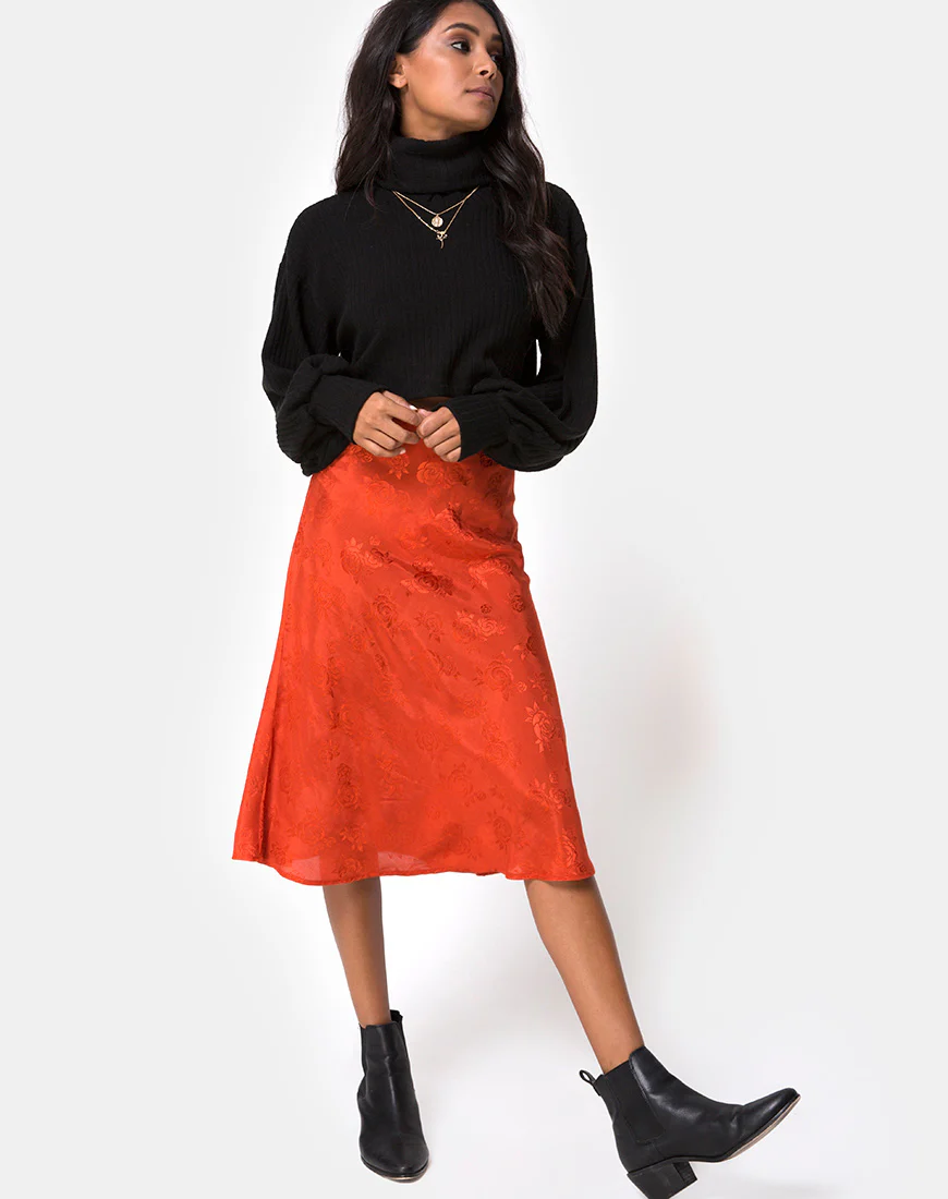 Tauri Midi Skirt in Satin Rose Rust - Image 2