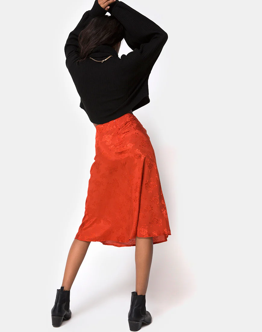 Tauri Midi Skirt in Satin Rose Rust - Image 3