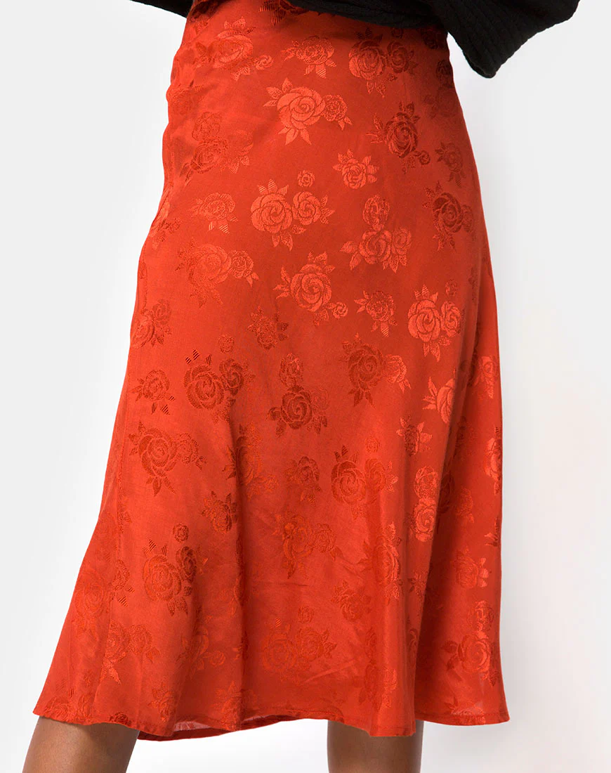 Tauri Midi Skirt in Satin Rose Rust - Image 5