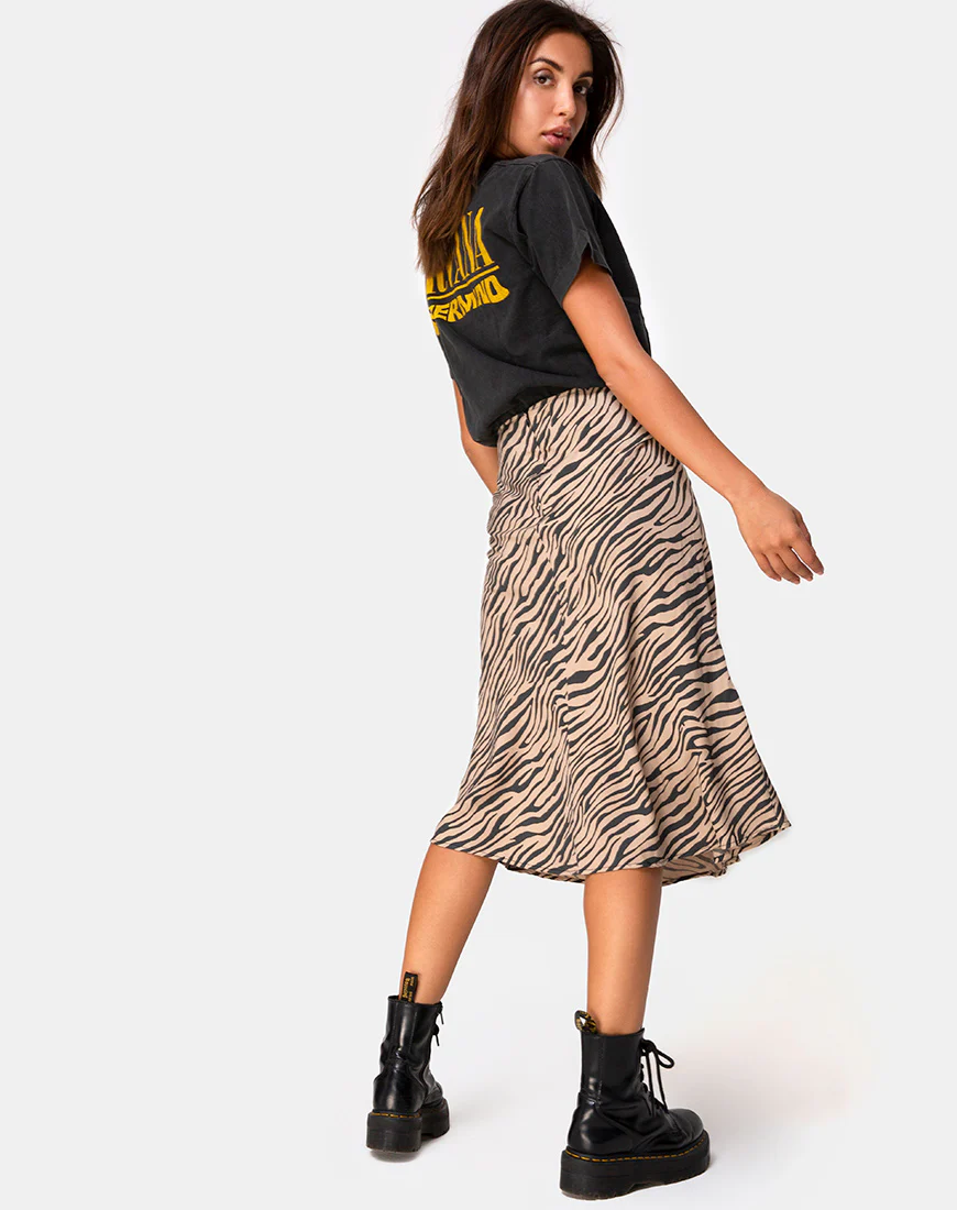 Tauri Midi Skirt in 90's Zebra Taupe - Image 2