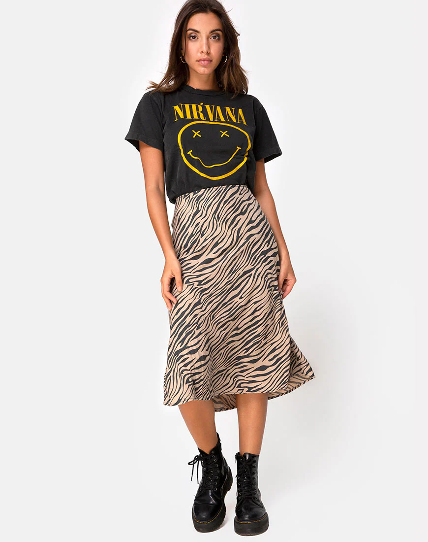 Tauri Midi Skirt in 90's Zebra Taupe - Image 3