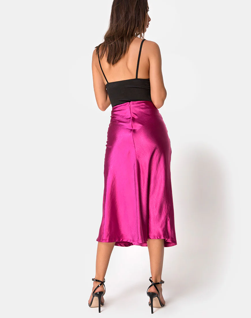 Tauri Skirt in Satin Magenta - Image 2