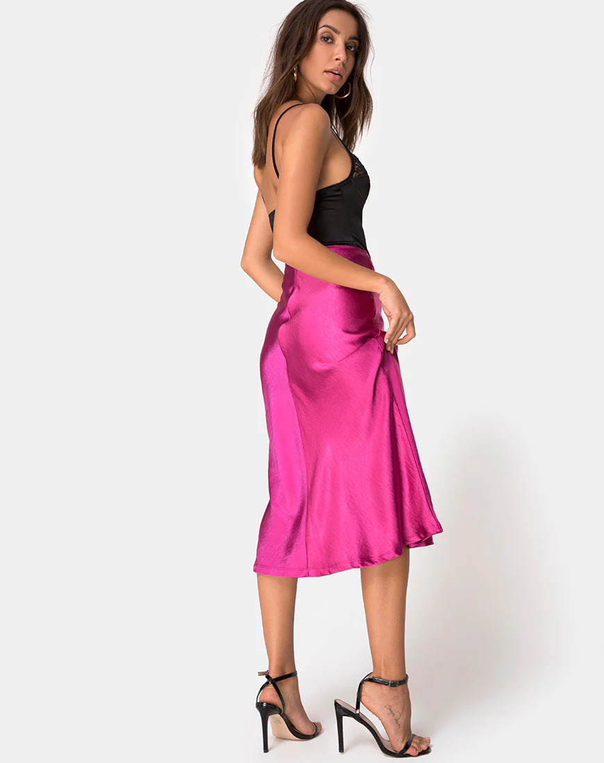 Tauri Skirt in Satin Magenta - Image 4