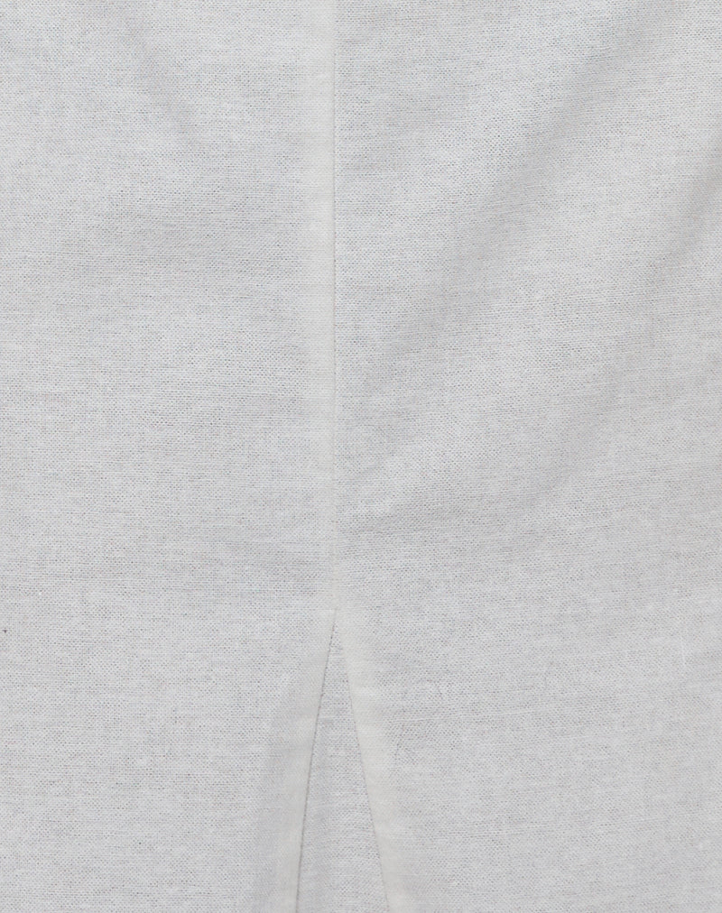 Tausi Pleated Midi Skirt in Off White Linen - Image 6