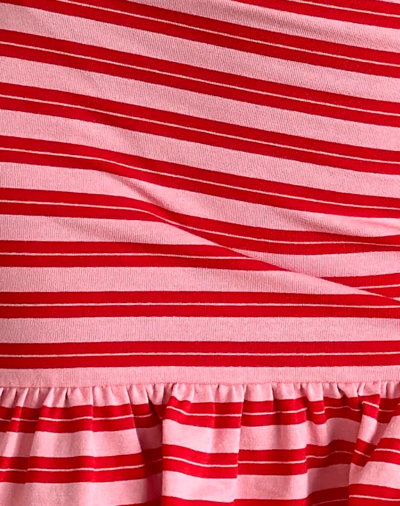 Tav Mini Jersey Dress in Stripe Pink and Red - Image 6