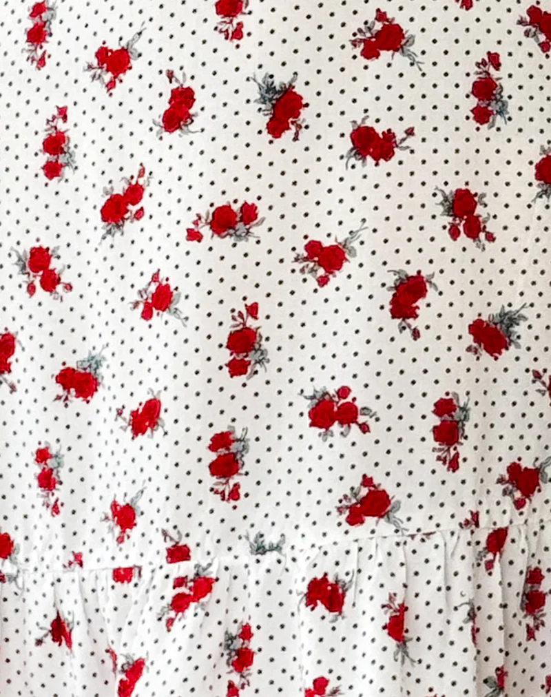 Tavi Mini Dress in White Rose Polka - Image 5