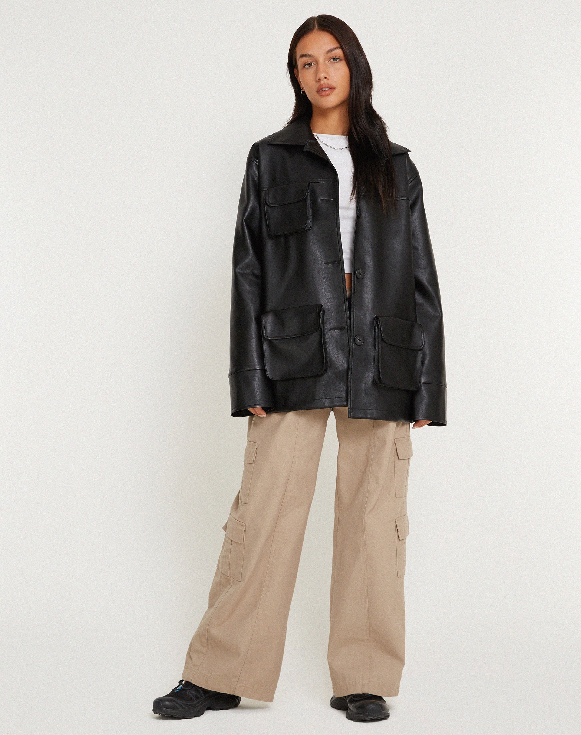 Tavira Jacket in PU Black - Image 4