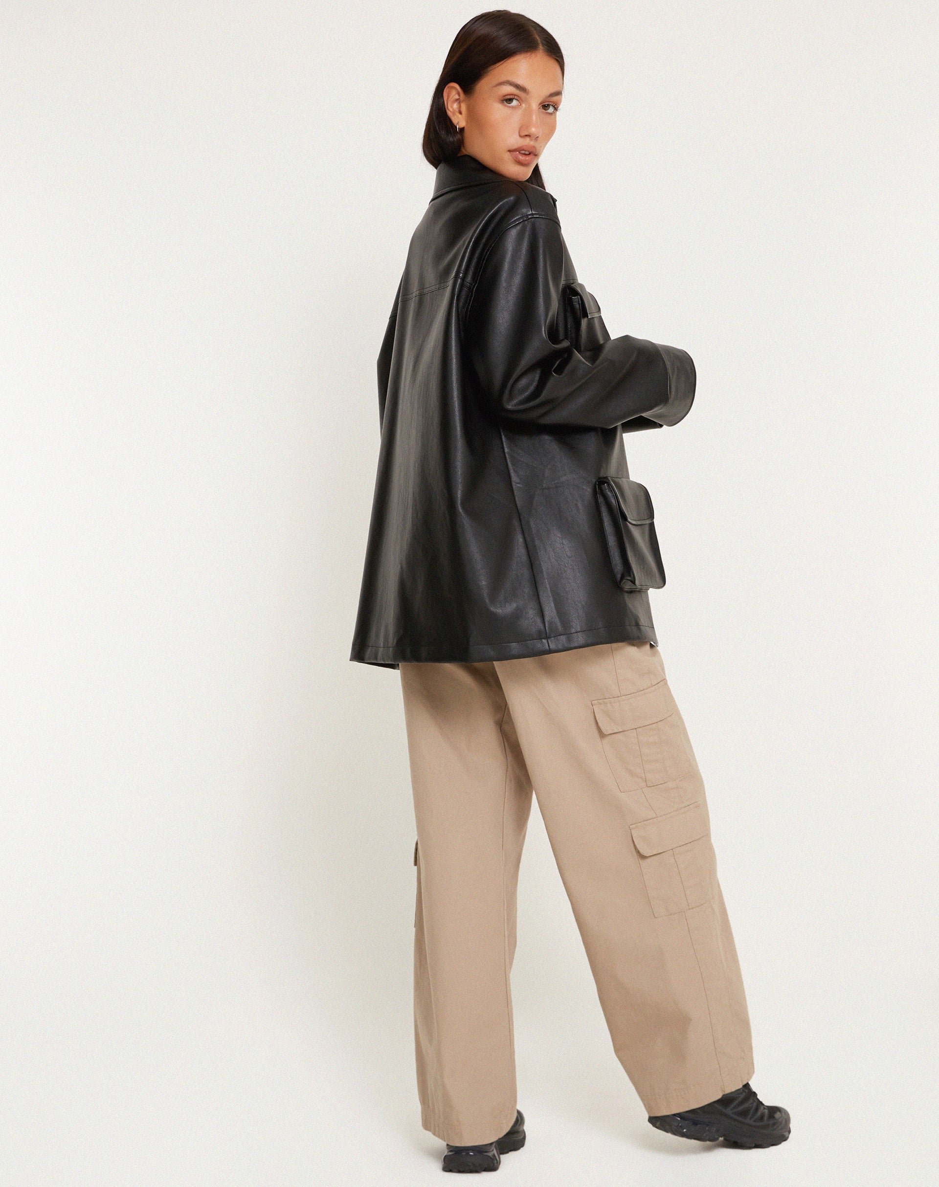 Tavira Jacket in PU Black - Image 5