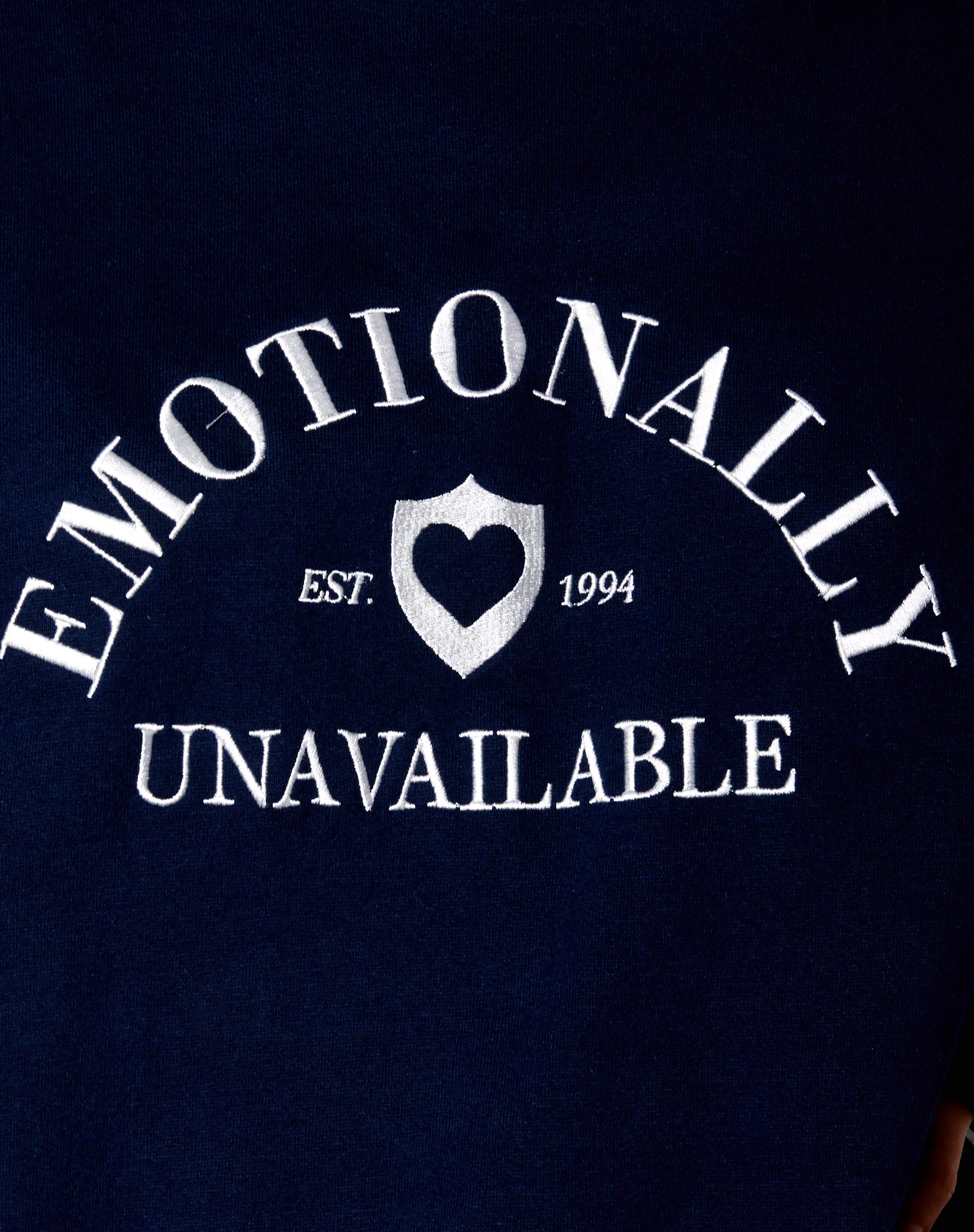 Ted Sweatshirt in Navy 'Emotionally Unavailable' - Image 7