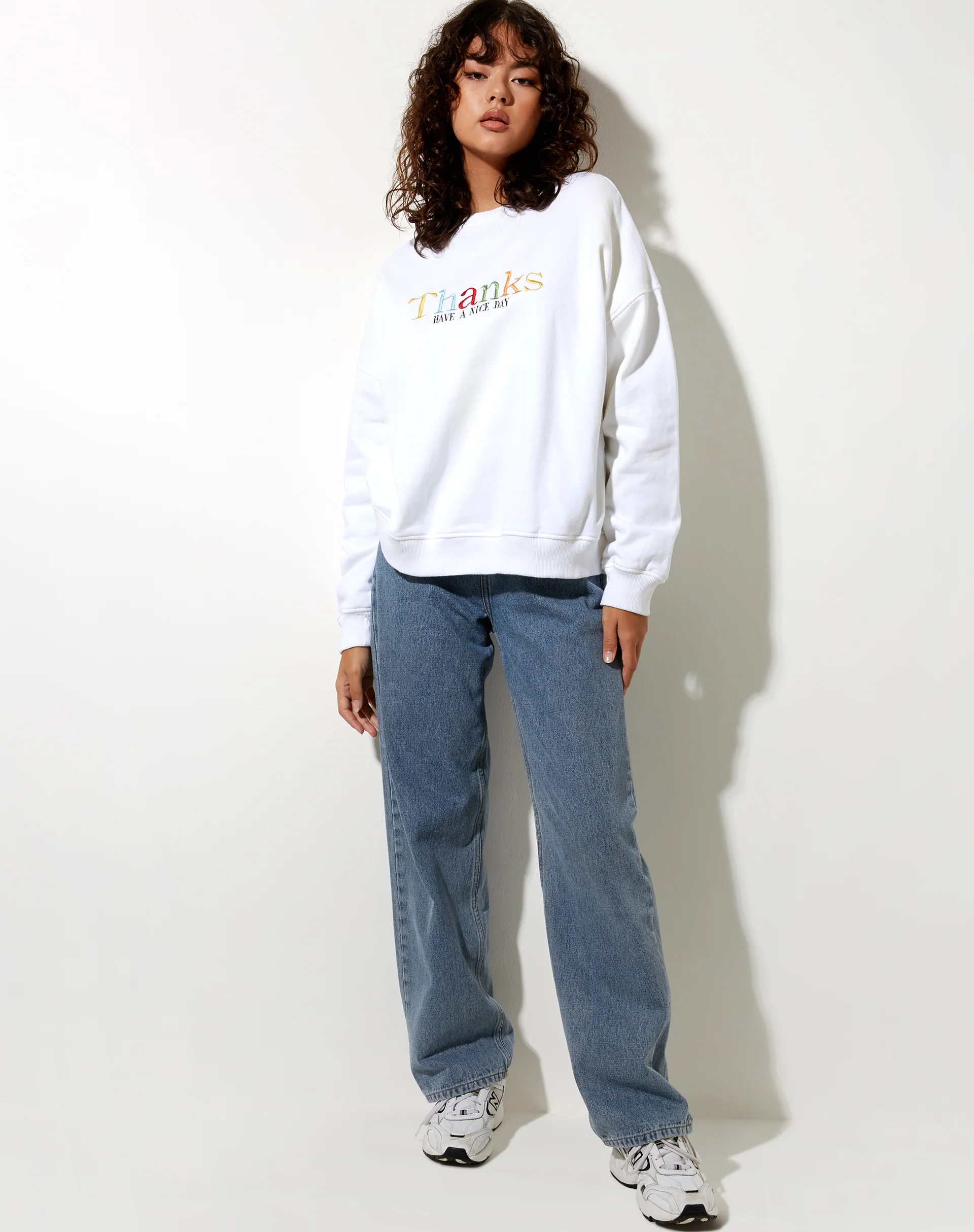 Ted Sweatshirt in White Thank You Have A Nice Day Embro - Image 3