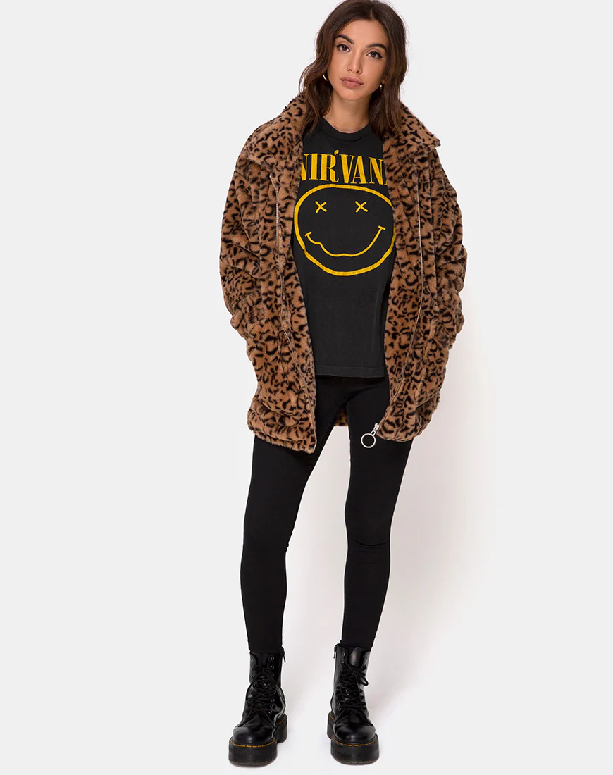 Teddy Bear Fur Coat in Brown Leopard - Image 3