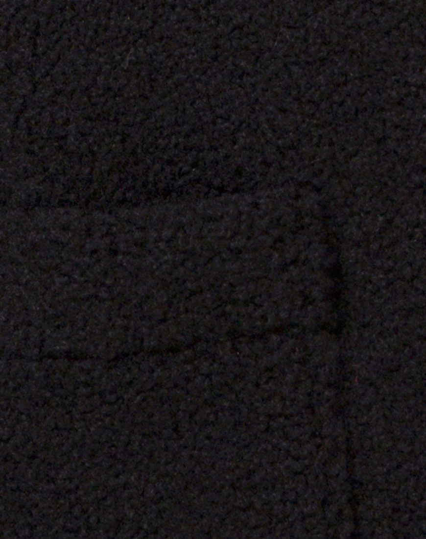 Teddy Bear Wool Coat in Black - Image 6