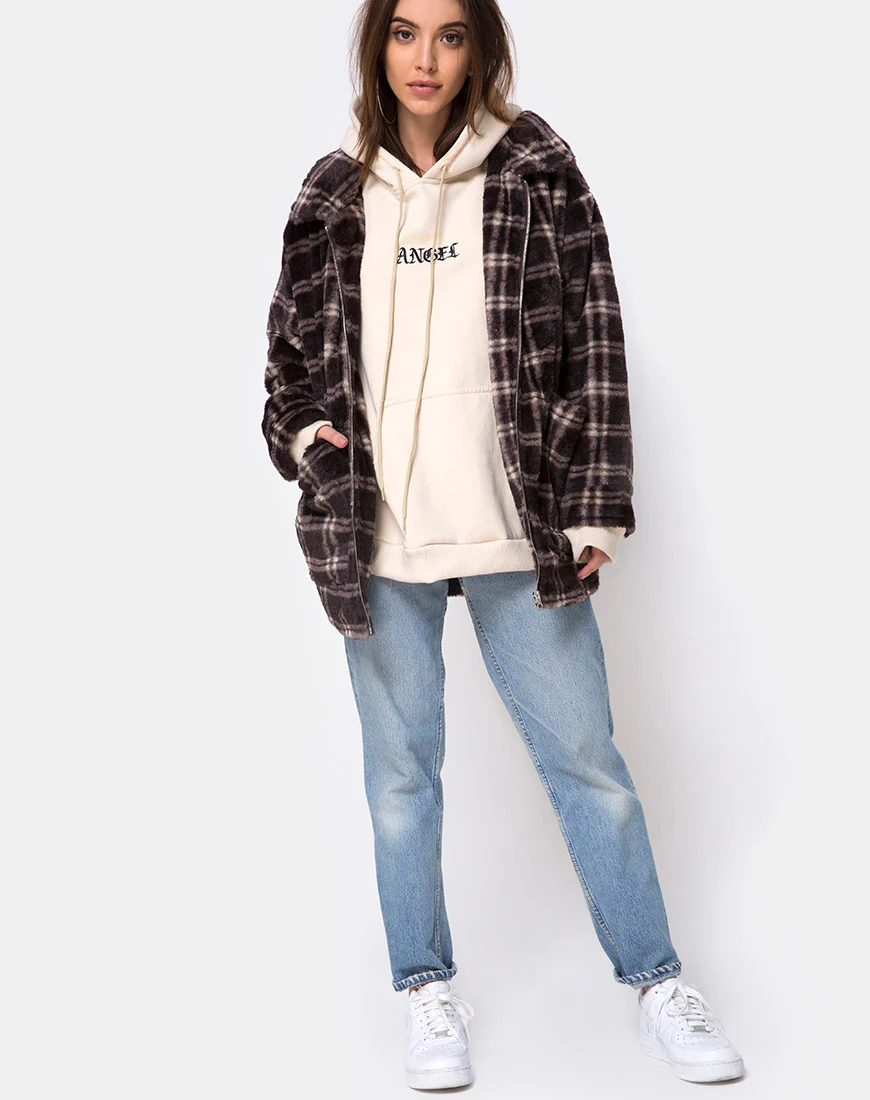 Teddy Coat in Brown Match Check - Image 4