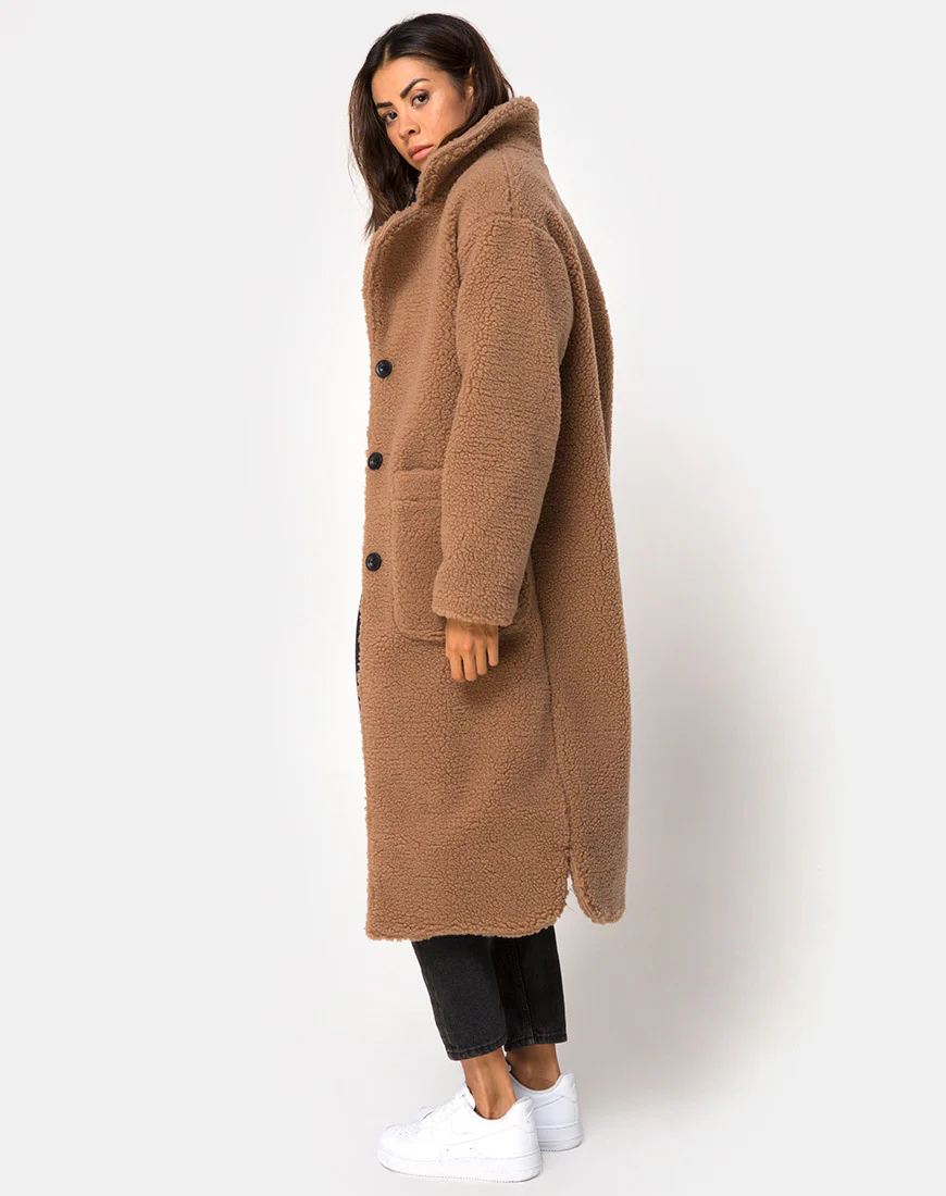 Teddy Duster Coat in Faun - Image 4