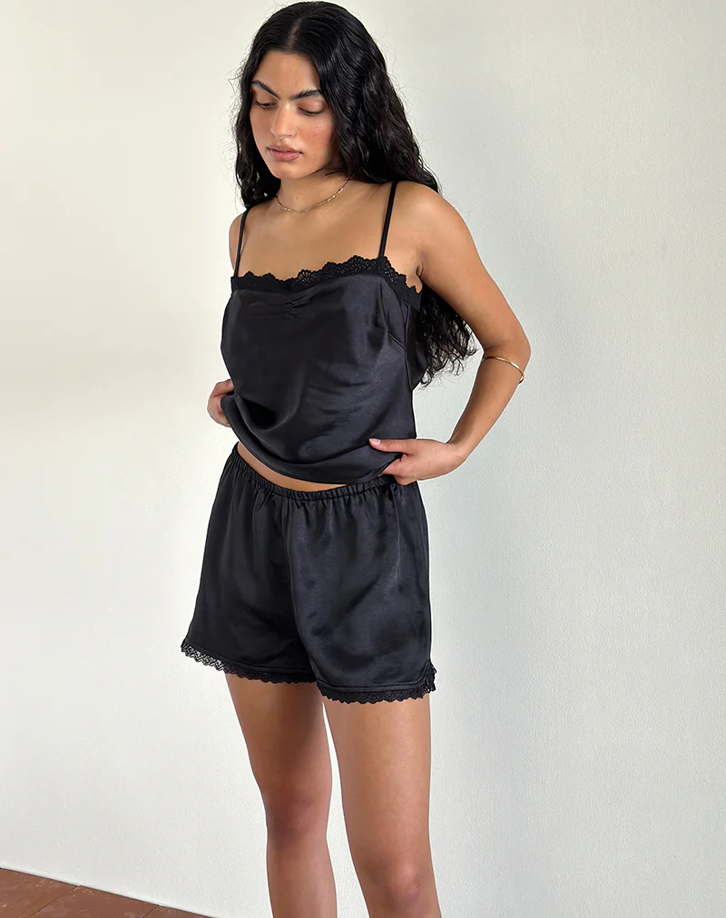 Tega Shorts In Black with Black Lace - Image 2
