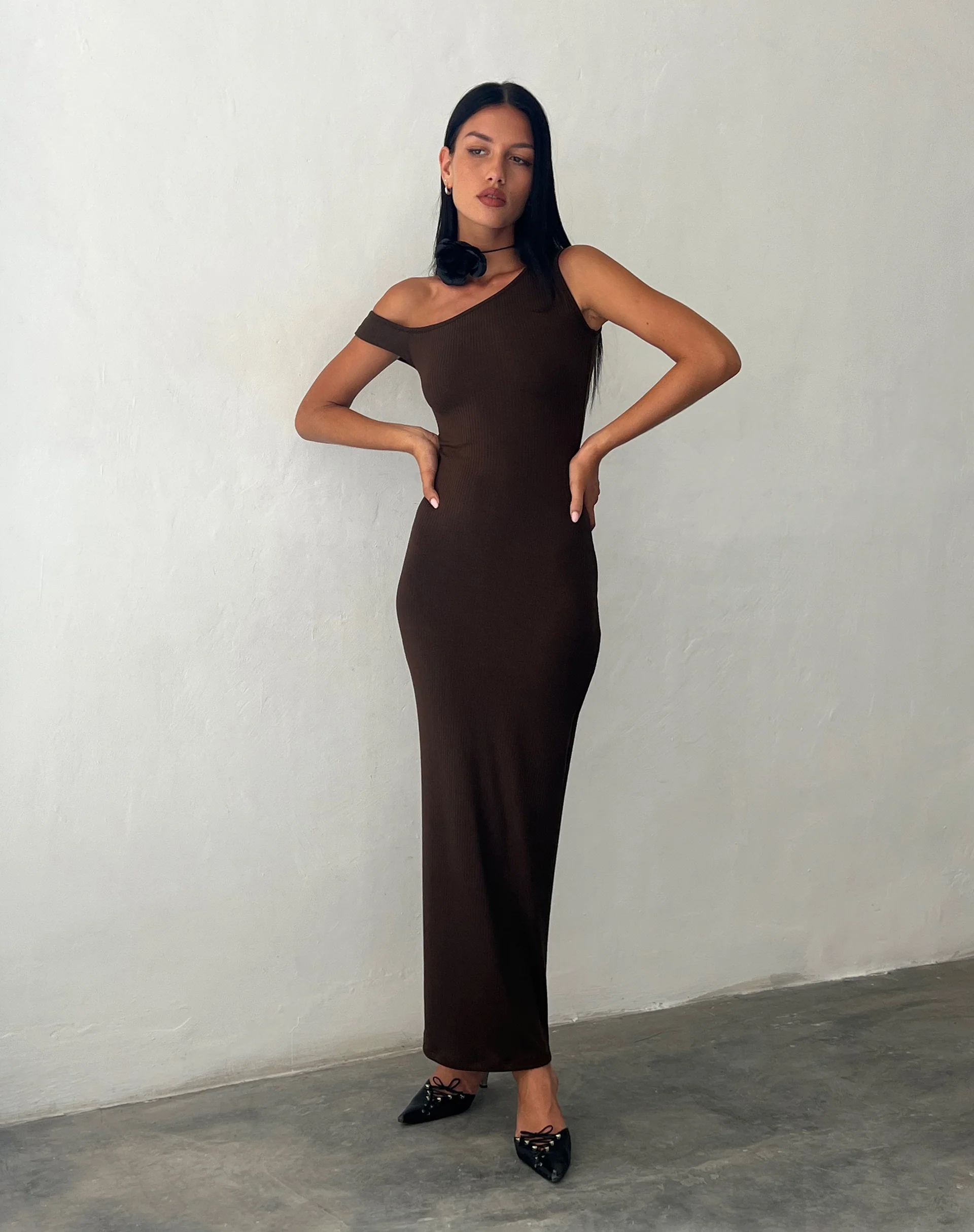 Tehyun Maxi Dress in Brown Rib - Image 3