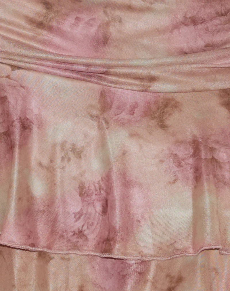 Teo Mini Skirt in Smoky Floral Peach - Image 6