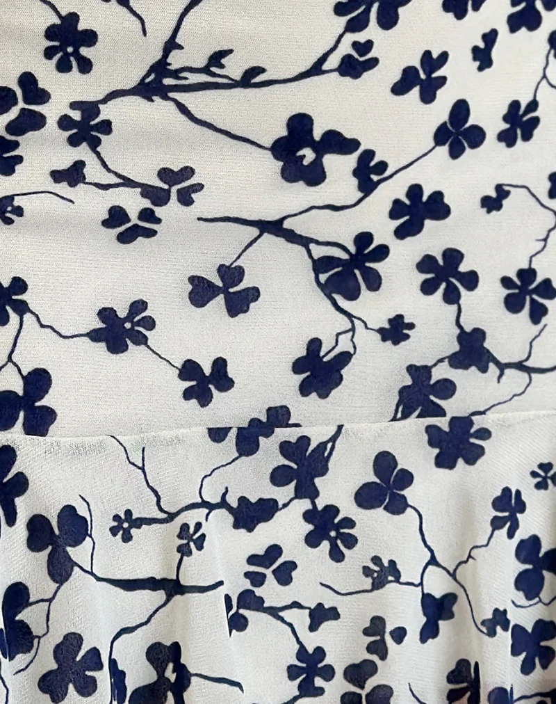 Tery Mini Dress in Grunge Floral Flock Cream - Image 5