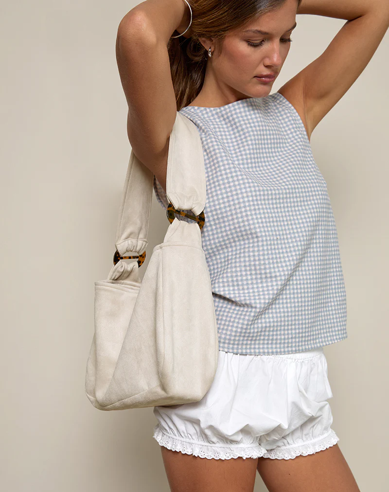 Tetira Bag with Double Tortoise Shell Buckle in Cream - Image 3
