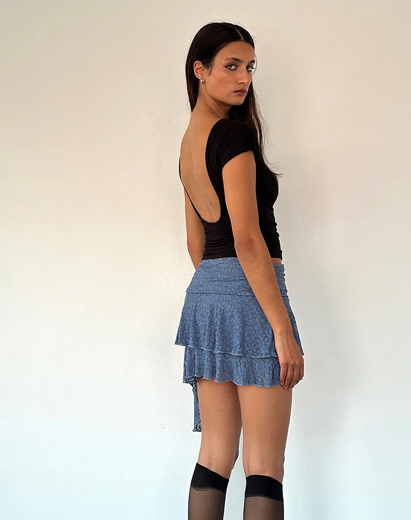 Theri Frill Mini Skirt in Moonlight Blue - Image 5