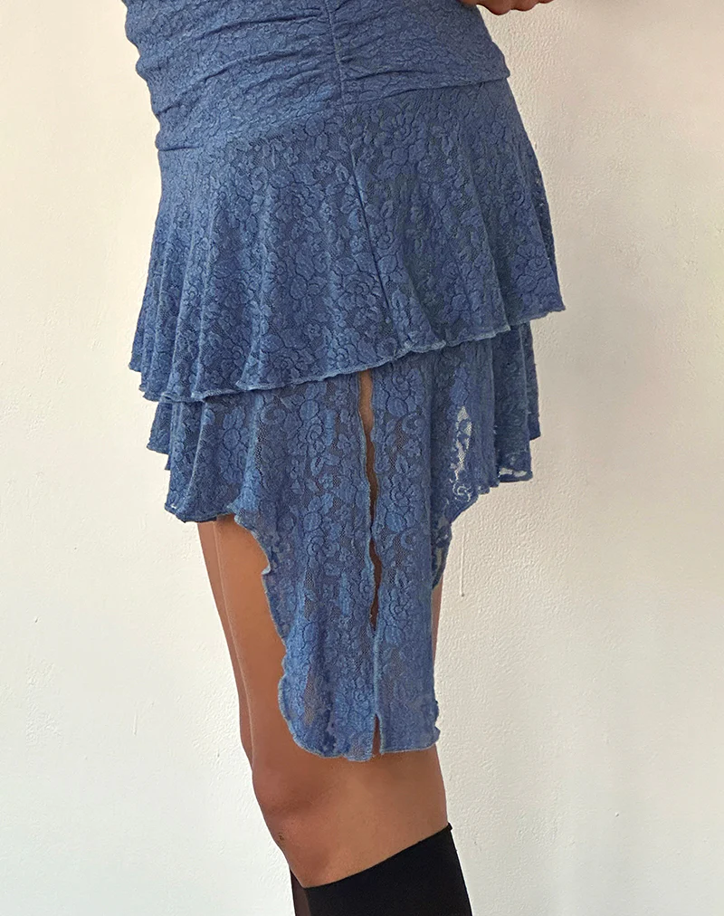 Theri Frill Mini Skirt in Moonlight Blue - Image 6