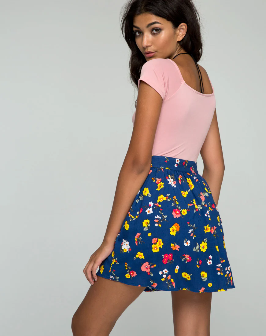 Thione Skater Skirt in Fleur Navy - Image 2