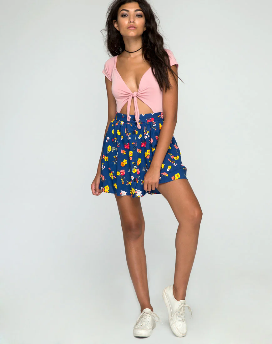 Thione Skater Skirt in Fleur Navy - Image 3
