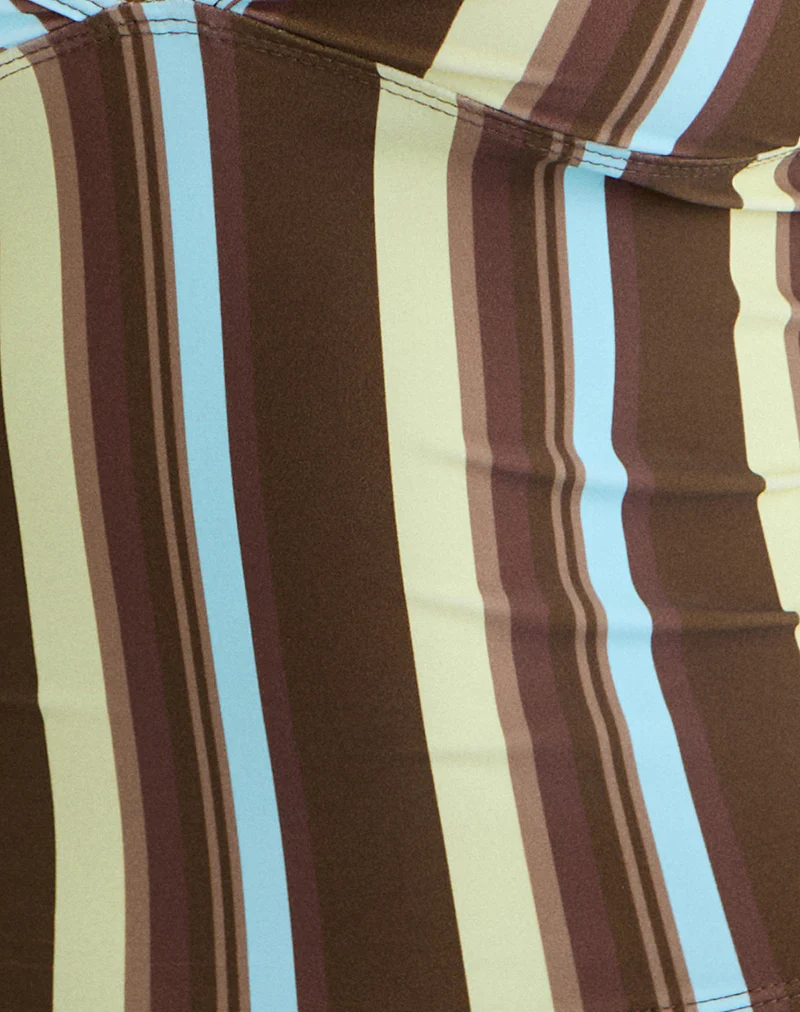 Thorin Tankini in Brown and Blue Linear Stripe - Image 6