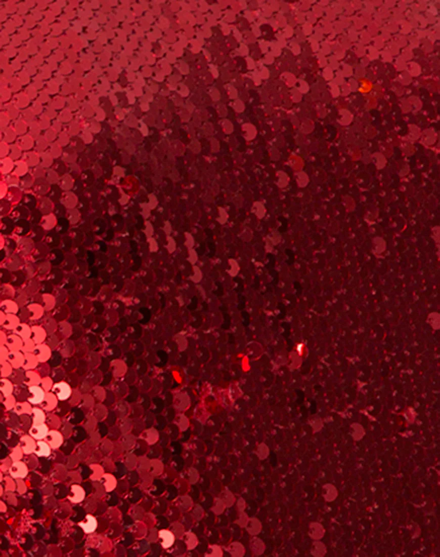 Tia Top in Fishcale Sequin Ruby - Image 5