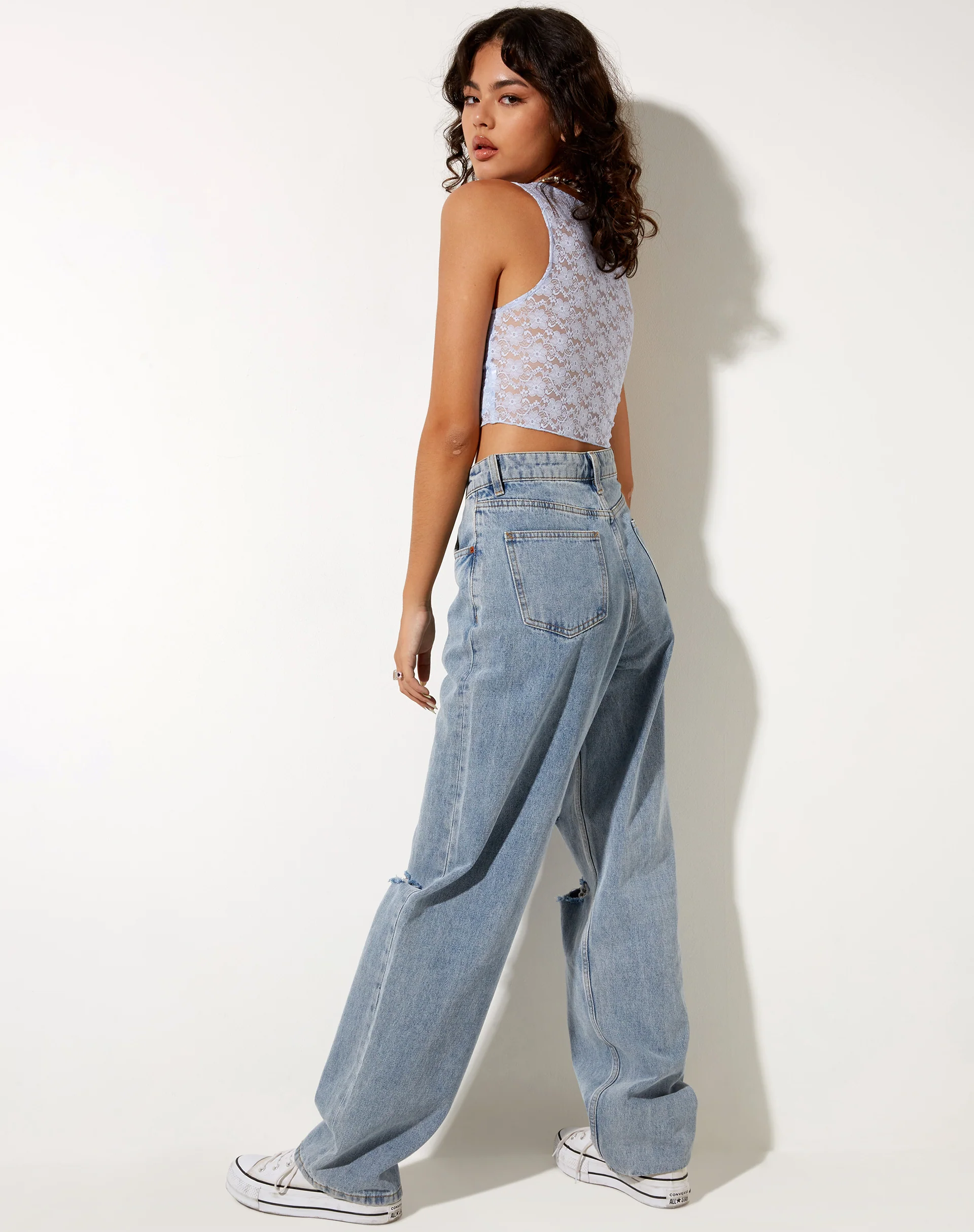 Tiati Crop Top in Lace Powder Blue - Image 4