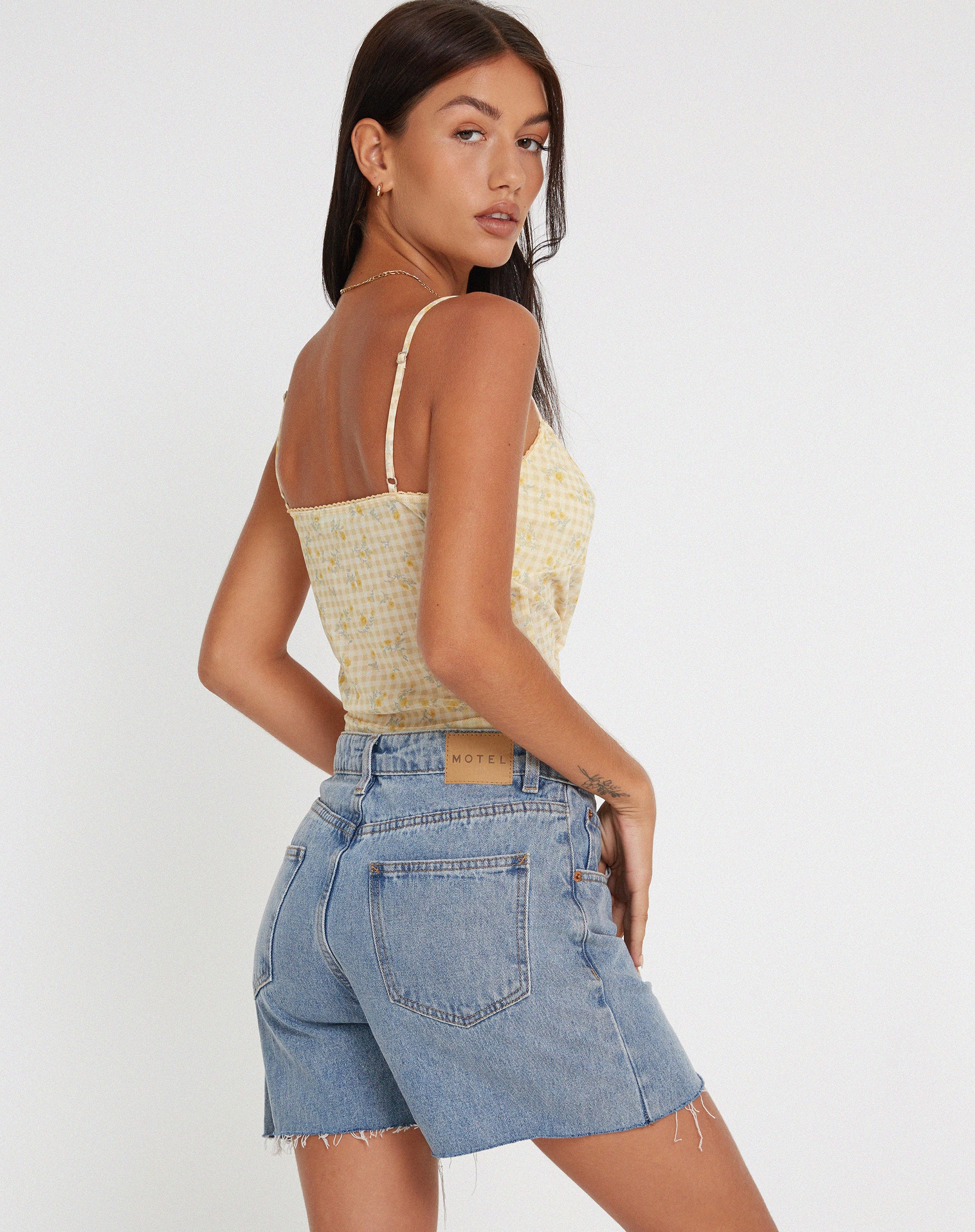 Tiava Cami Top in Gingham Floral Yellow - Image 3