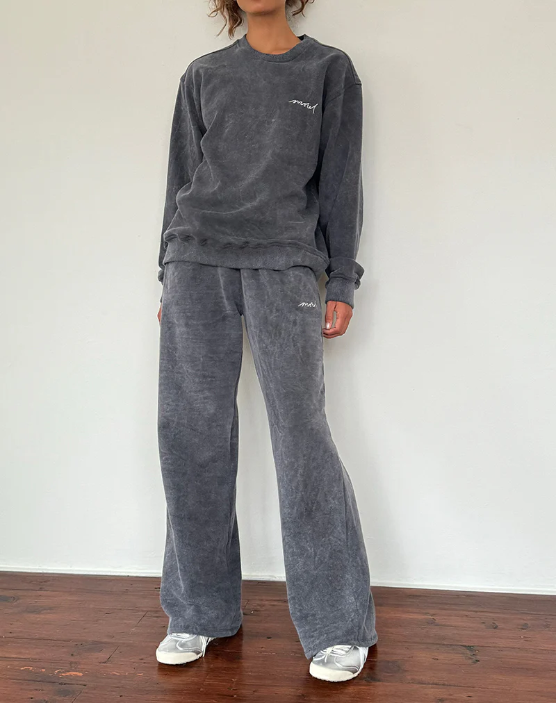 Tillie Jumper in Black Wash with Off White 'MOTEL' Embroidery - Image 4