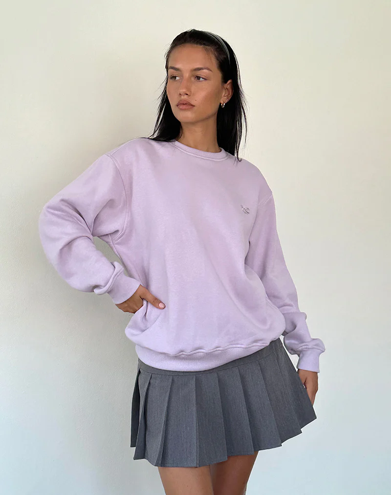 Tillie Jumper in Violet with Grey Bow Embroidery - Image 2