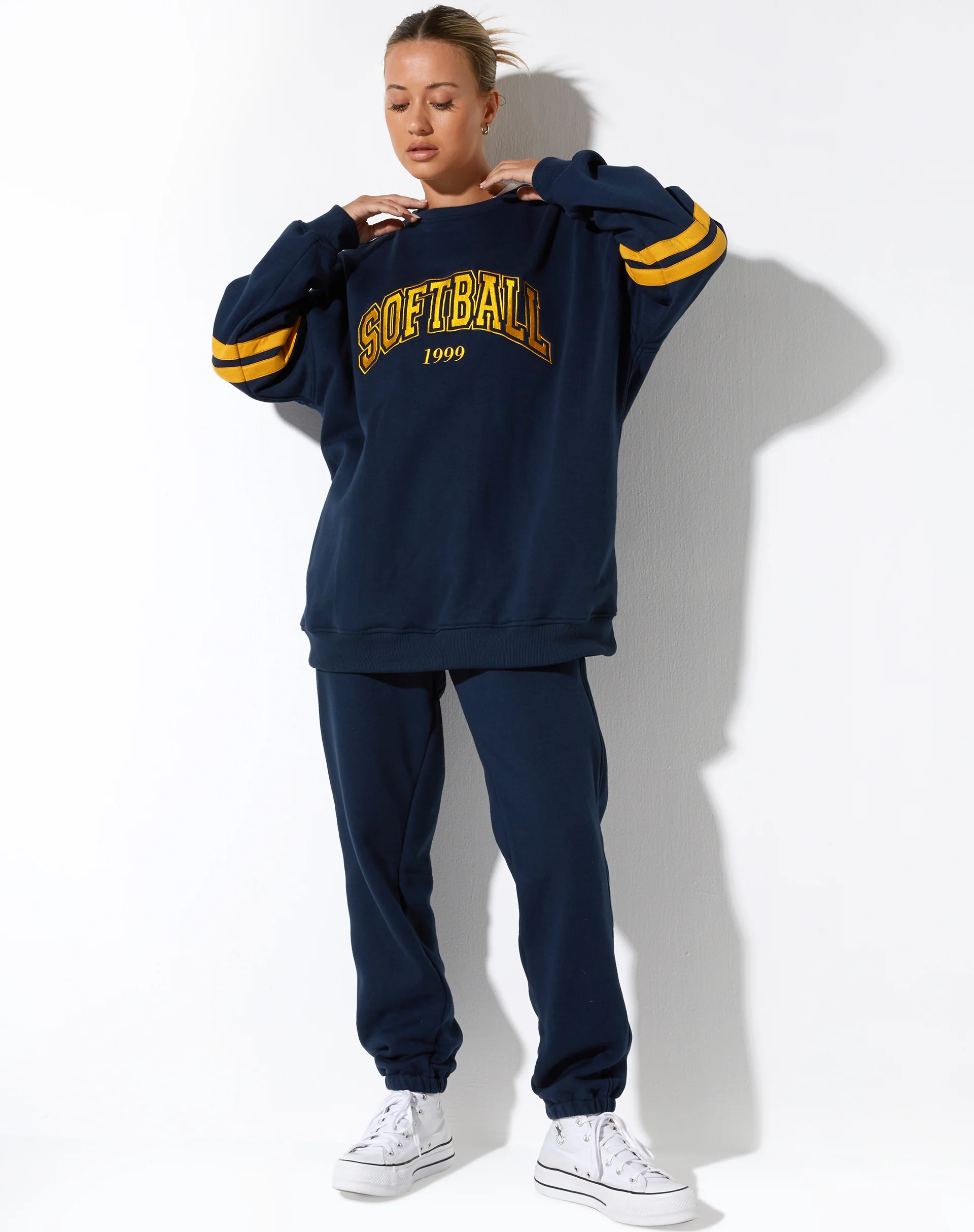 Tim Sweatshirt in Navy Citrus Stripe Football 1999 - Image 3