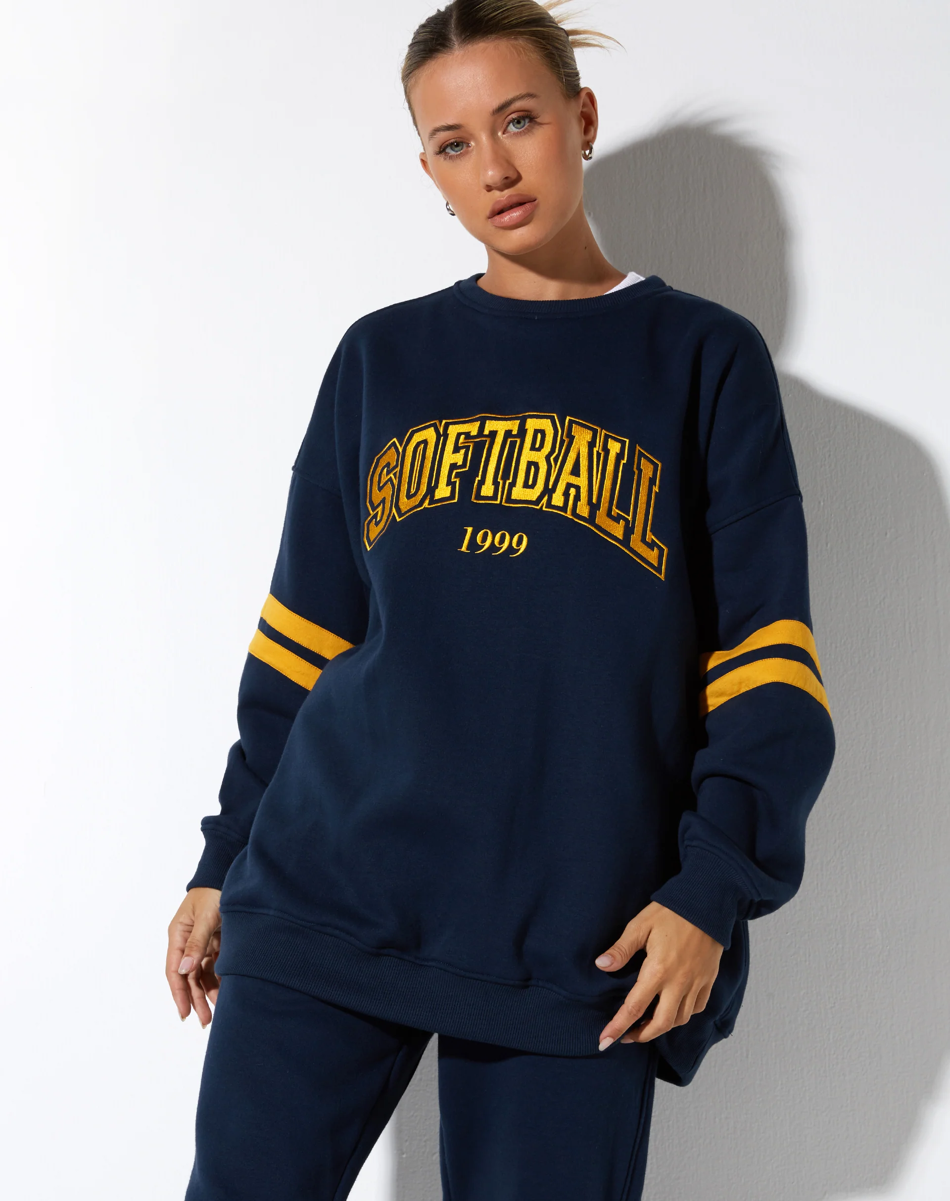 Tim Sweatshirt in Navy Citrus Stripe Football 1999 - Image 5