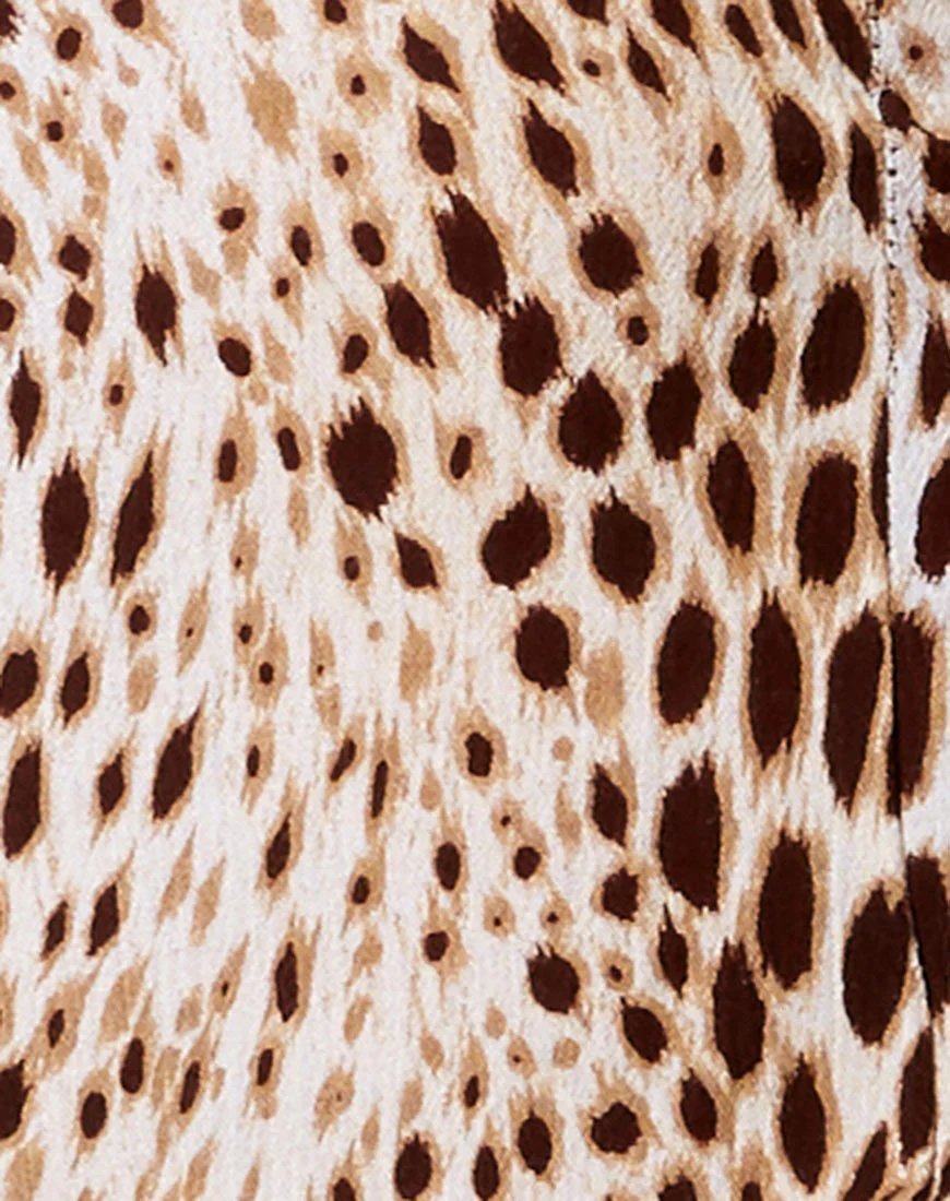 Tina Mini Dress in Crinkle Sand Leopard - Image 5