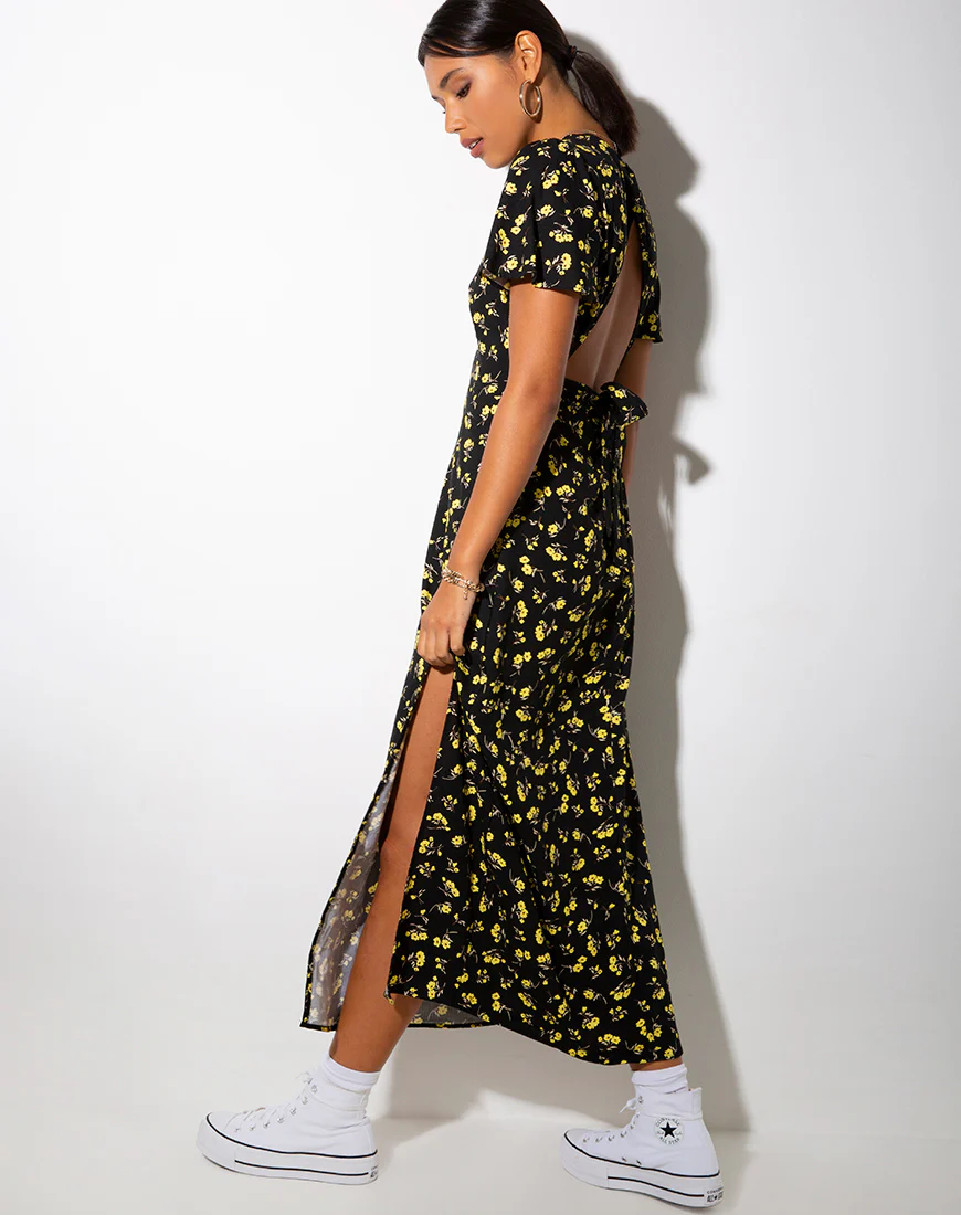 Tinata Maxi Dress in Buttercup Black and Yellow - Image 5