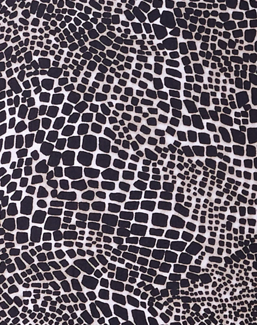Tindra Midi Skirt in Abstract Croc Black - Image 5
