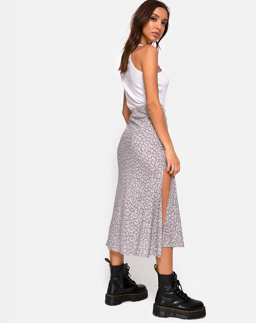 Tindra Midi Skirt in Leopard Daze Grey - Image 2