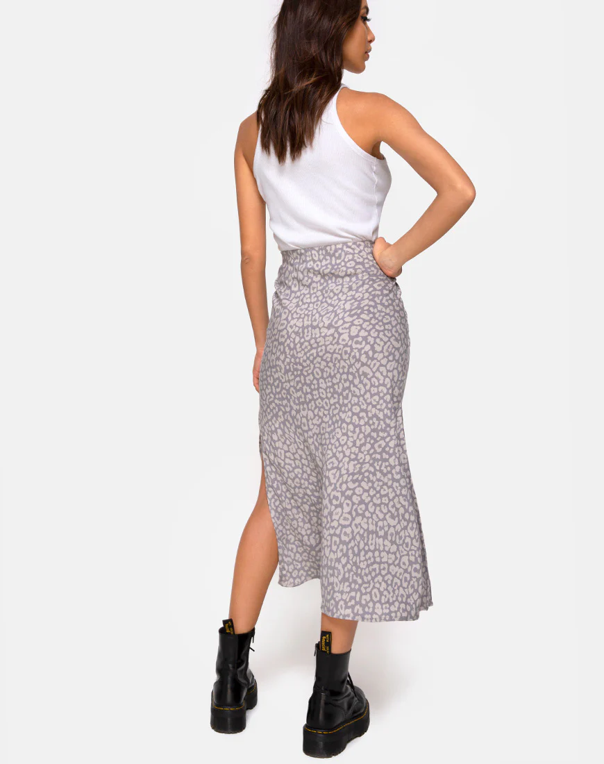 Tindra Midi Skirt in Leopard Daze Grey - Image 4