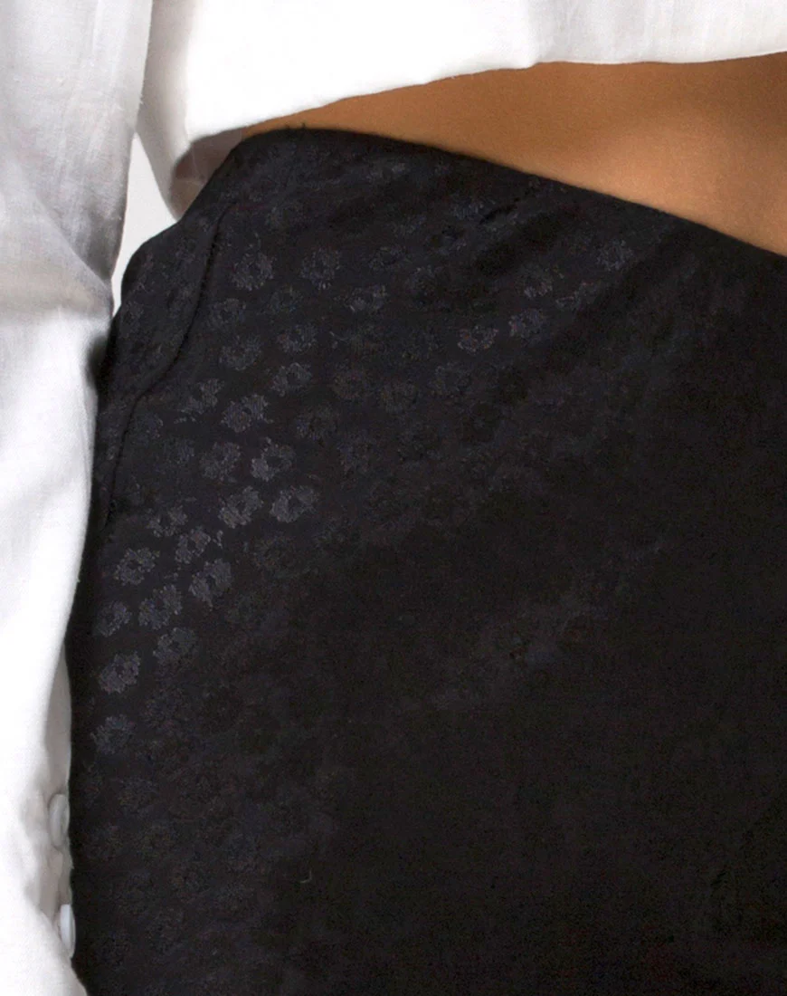 Tindra Midi Skirt in Satin Ditsy Rose Black - Image 5
