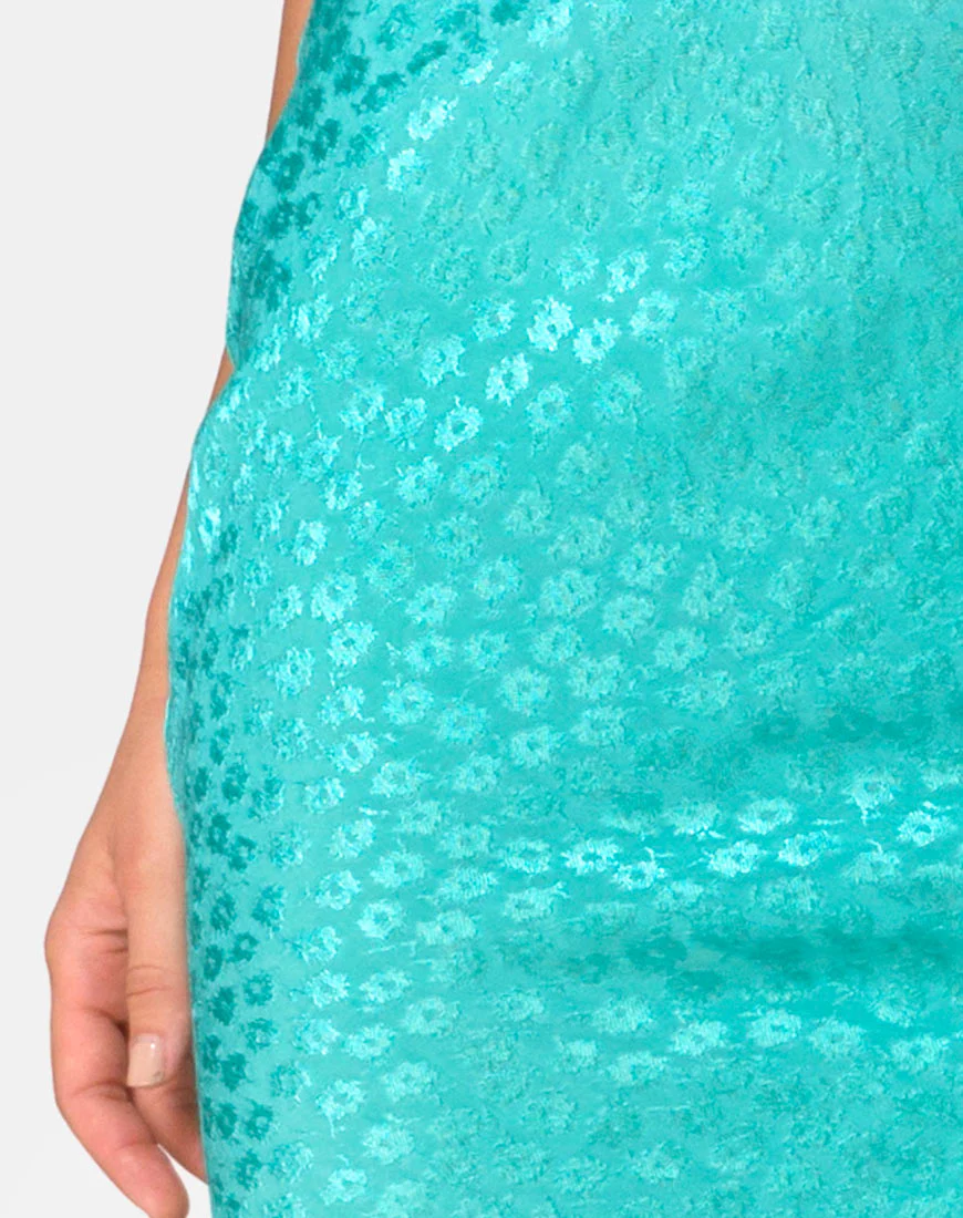 Tindra Skirt in Satin Ditsy Rose Blue - Image 5