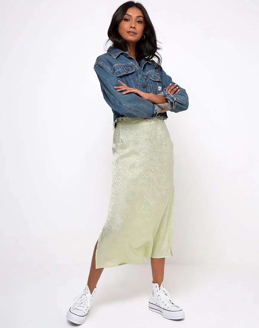 Tindra Skirt in Satin Zebra Pistachio - Image 3