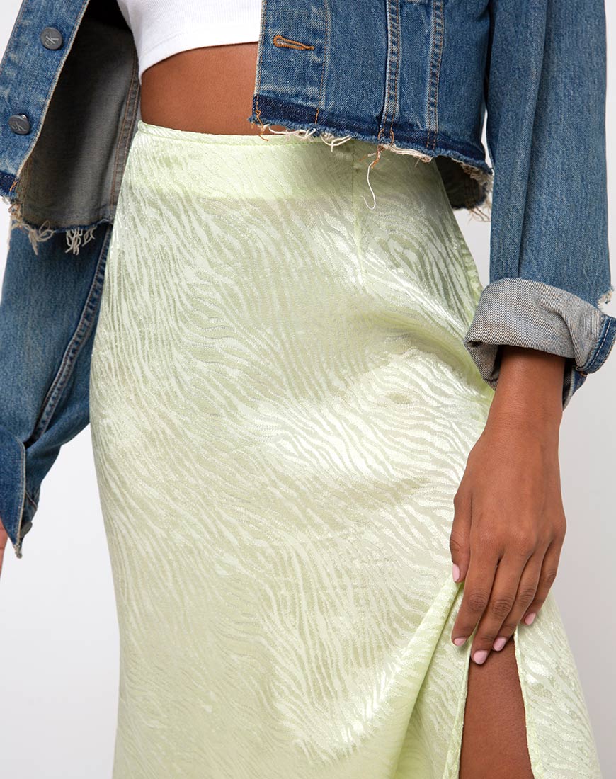 Tindra Skirt in Satin Zebra Pistachio - Image 4