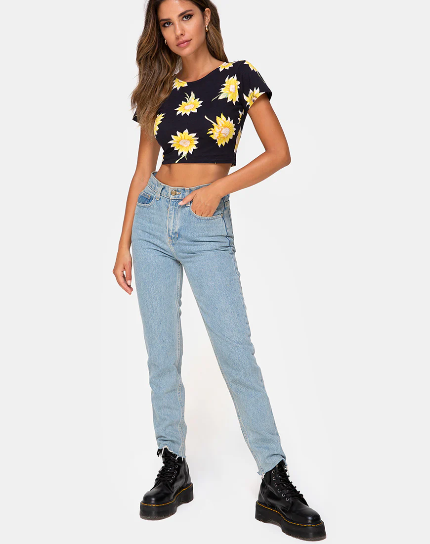Tindy Crop Top in Sunny Days Black - Image 3