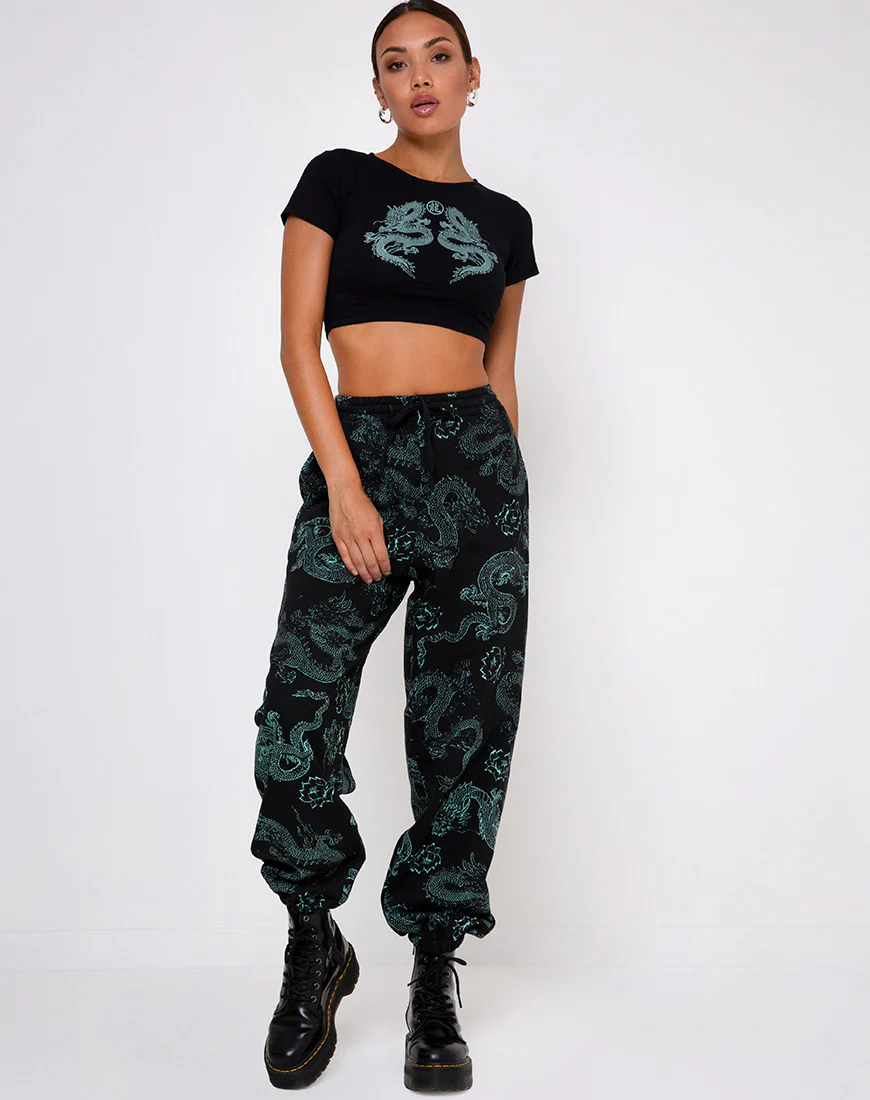 Tindy Top Dragon Flower Black and Mint Placement - Image 4