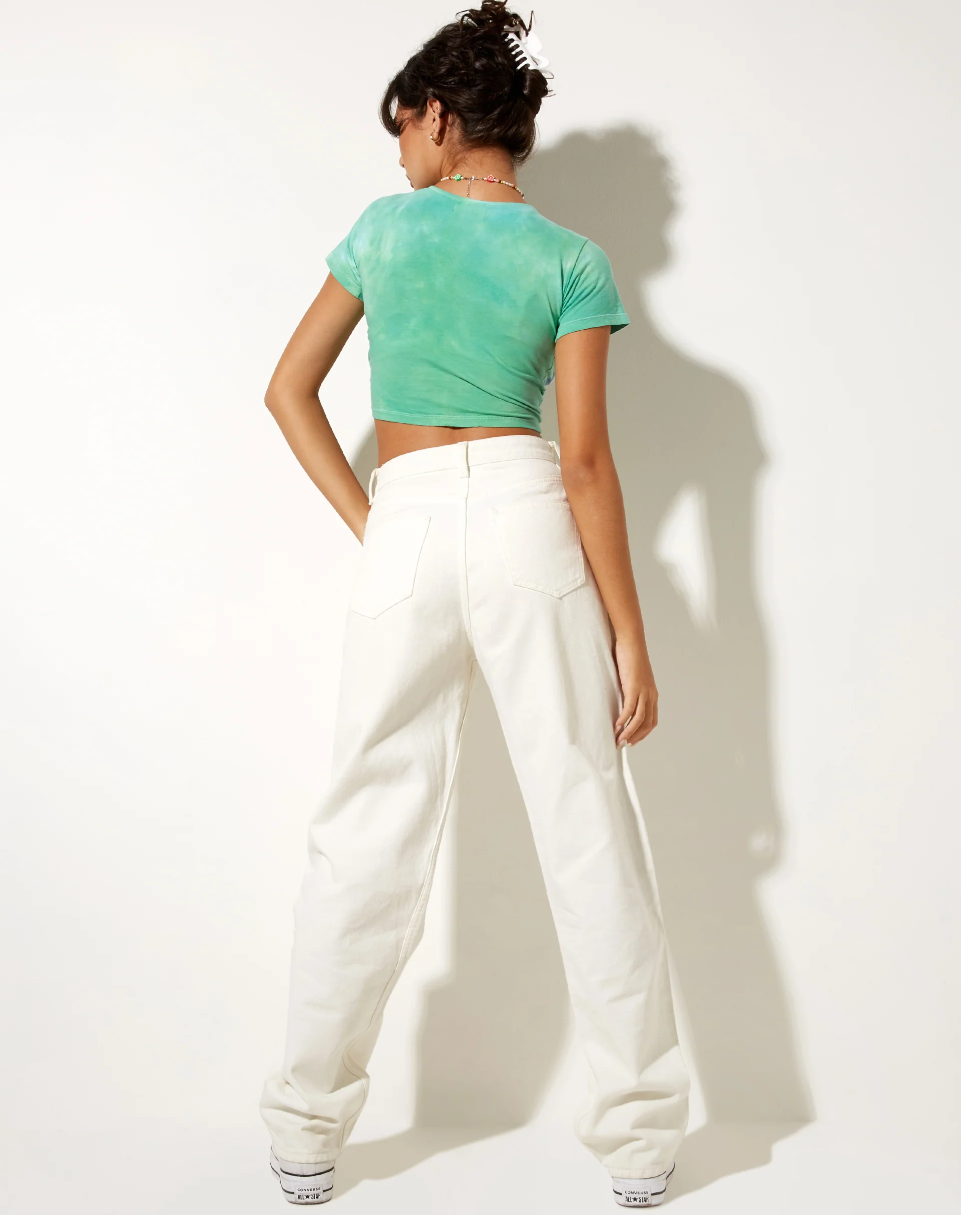 Tindy Crop Top in Green Blue Flower Tie Dye - Image 5
